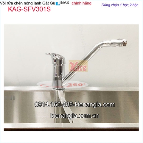 Vòi rửa chén nóng lạnh tay gật gù Inax-SFV-301S BM2023
