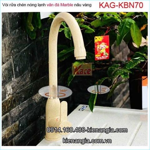 Vòi rửa chén vân đá mài nâu vàng nóng lạnh KAG-KBN70