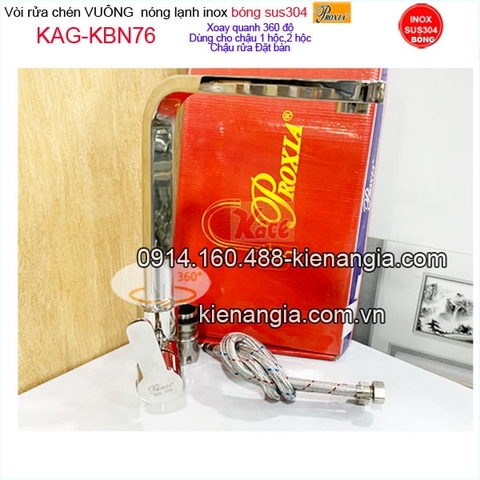 Vòi rửa chén vuông inox bóng sus304 Proxia KAG-KBN76