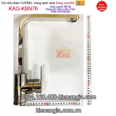 Vòi rửa chén vuông inox bóng sus304 Proxia KAG-KBN76