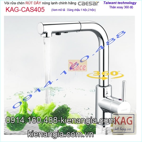 Vòi RÚT DÂY rửa chén nóng lạnh Caesar chính hãng KAG-CAS405