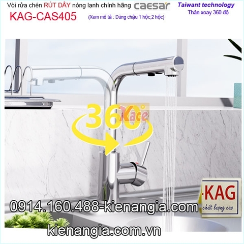 Vòi RÚT DÂY rửa chén nóng lạnh Caesar chính hãng KAG-CAS405