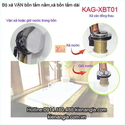 Xả bồn tắm nằm bằng đồng loại xả vặn KAG-XBT01