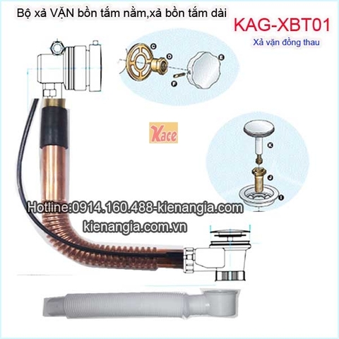Xả bồn tắm nằm bằng đồng loại xả vặn KAG-XBT01