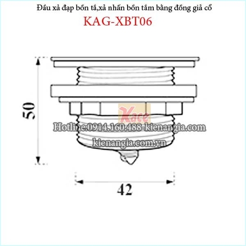 Xả đạp bồn tắm bằng đồng giả cổ KAG-XBT06