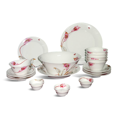 Bộ đồ ăn 22 sản phẩm Tulip ngà Loa Kèn Hồng