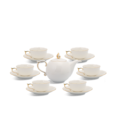 Bộ trà 0.7L Mẫu đơn - IFP - Viền Chỉ Vàng