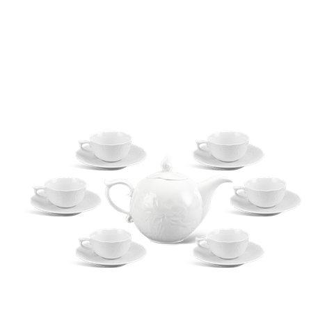 Bộ trà 0.7 L - Sen - Trắng