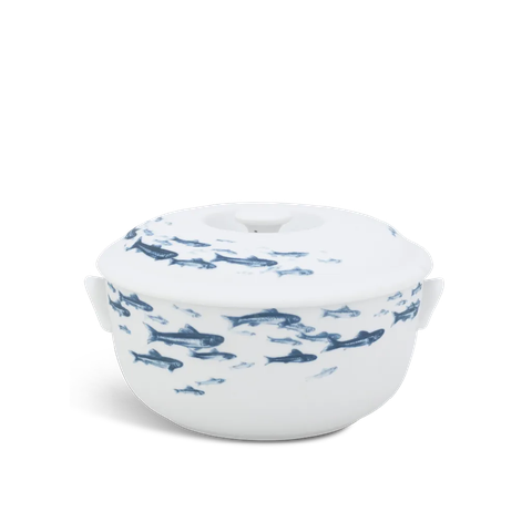 Thố 18 cm + nắp - Jasmine - Cá Cơm Sương Mờ