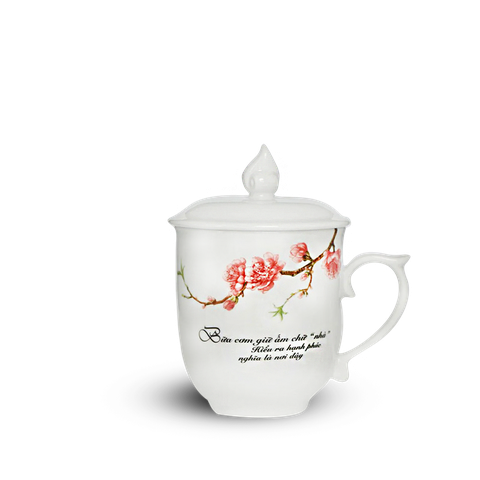 Ca trà 0.3L + nắp Mẫu đơn Đào & LC1