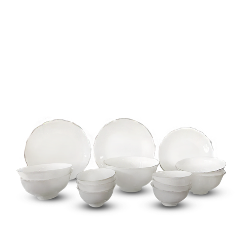 Bộ đồ ăn 14 sản phẩm - Mẫu đơn IFP - Chỉ Bạch Kim