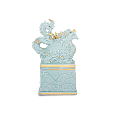 Tượng Rắn Bảo Hợp Thái Hòa 17 cm - Men Ngọc Sương Mờ