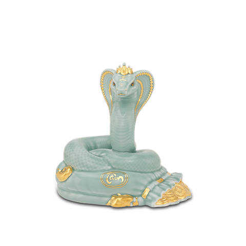 Tượng Rắn Thanh Xà 23cm - Men ngọc (bóng) 2 (V)