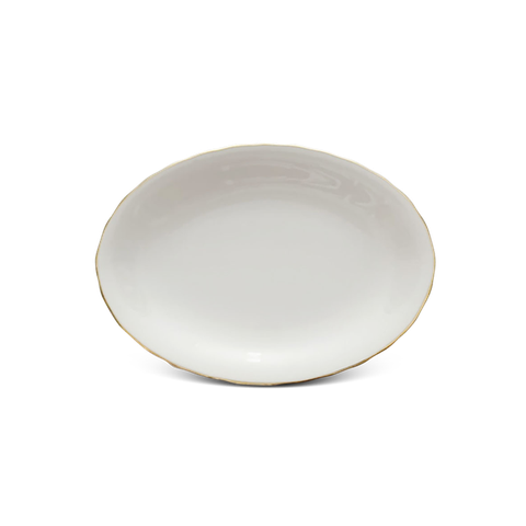 Dĩa Oval 28cm - Mẫu Đơn IFP - Chỉ Vàng