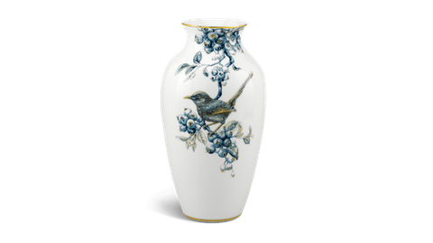 Bình hoa 27 cm - Chích Chòe & Quả Quất - Cobalt Vàng