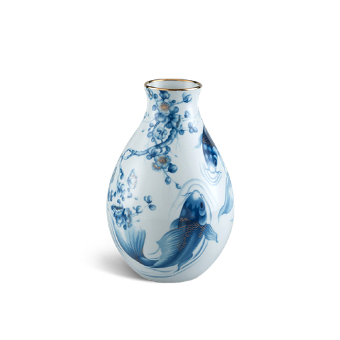 Bình hoa 29 cm - Cá Chép cobalt (Men Ngọc)