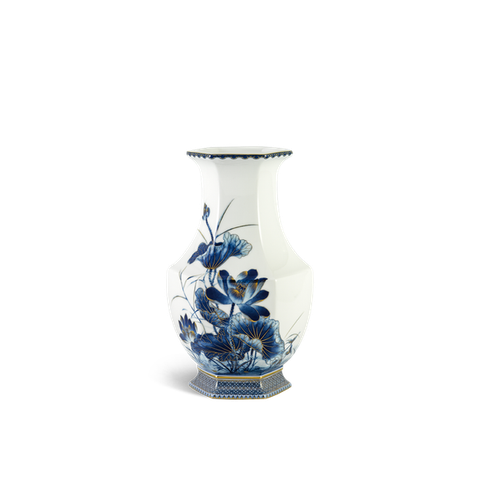 Bình hoa Lộc Phát 28 cm - Sen Vàng Nền Trắng