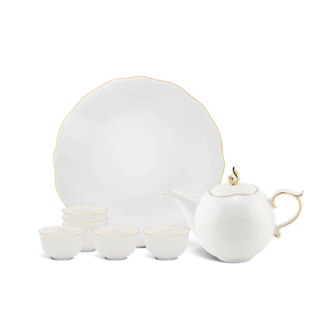 Bộ trà 0.3 L - Mẫu Đơn IFP - Viền Chỉ Vàng