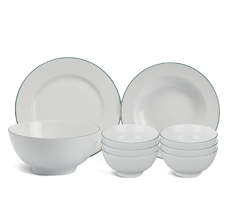 Bộ đồ ăn 09 sản phẩm - Jasmine - Chỉ Xanh Lá