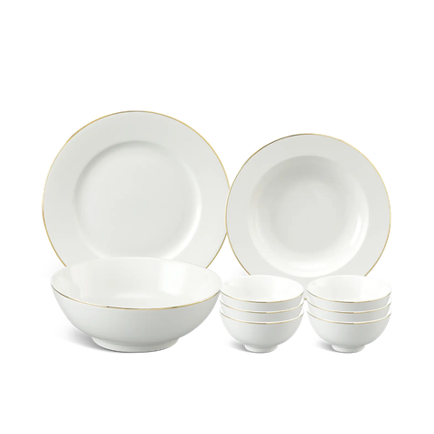 Bộ đồ ăn 09 sản phẩm - Jasmine - Viền Chỉ Vàng
