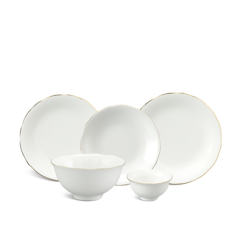 Bộ đồ ăn 14 sản phẩm - Mẫu đơn IFP - Chỉ Vàng