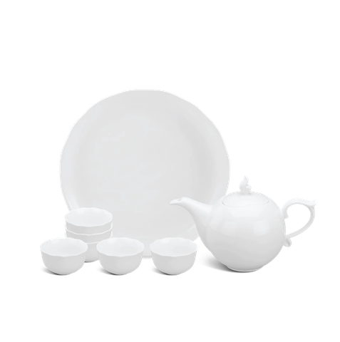 Bộ trà 0.3L Mẫu Đơn - Trắng