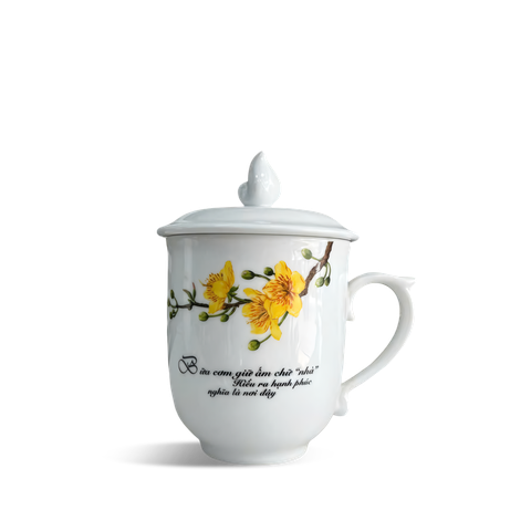 Ca trà 0.30 L + nắp (hoa) MAU DON Mai & LC1