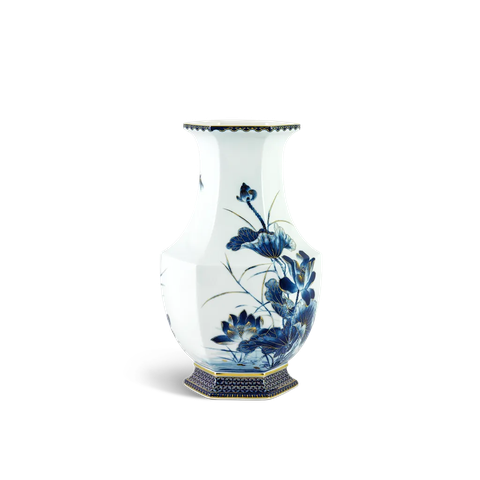 Bình hoa Lộc Phát 28 cm - Bình hoa - Sen vàng nền xanh ngọc