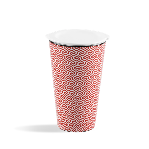 Ly sứ dưỡng sinh 0.48 L (K1) + nắp DUONGSINH Red Karakusa (LTF) (214888LTFN)