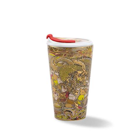 Ly sứ dưỡng sinh 0.48 L (K1) + nắp ống hút - Dưỡng Sinh - Lễ Hội Chuột vàng