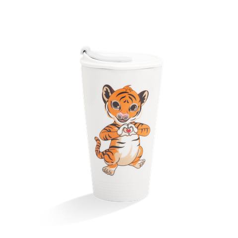 Ly sứ dưỡng sinh 0.48 L + nắp ống hút (K1) - Hổ Yêu Thương