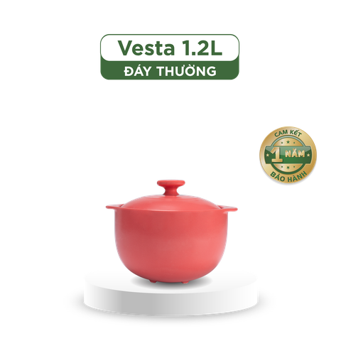 Nồi dưỡng sinh Vesta 1.2 L + nắp (CK) - Healthy Cook - Màu Đỏ 2