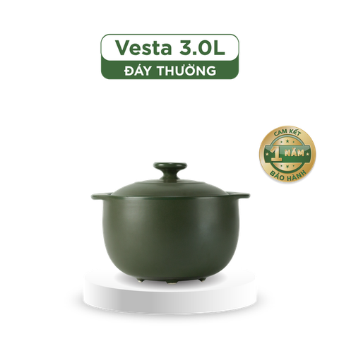 Nồi dưỡng sinh Vesta 3.0 L + nắp (CK) - Healthy Cook - Xanh Rêu