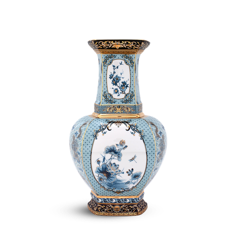 Bình hoa lục giác 45 cm (không quai) - Thịnh Vượng (xanh dương)