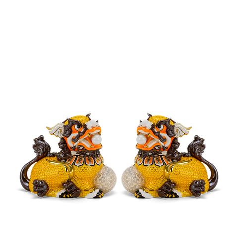 Cặp Kỳ Lân 24 cm - Vàng Xà Cừ - Trang Trí Vàng