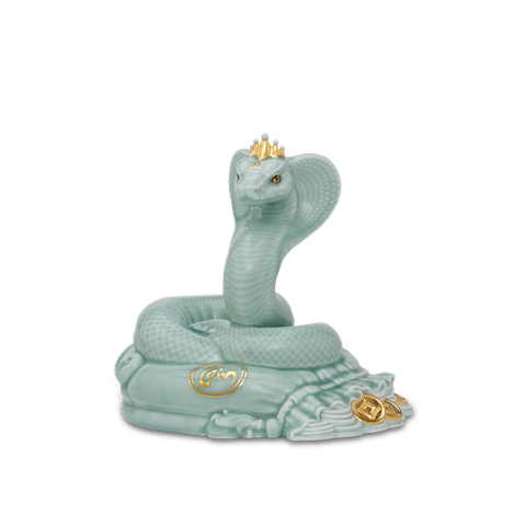 Tượng Rắn Thanh Xà 17cm - Men Ngọc (Bóng)