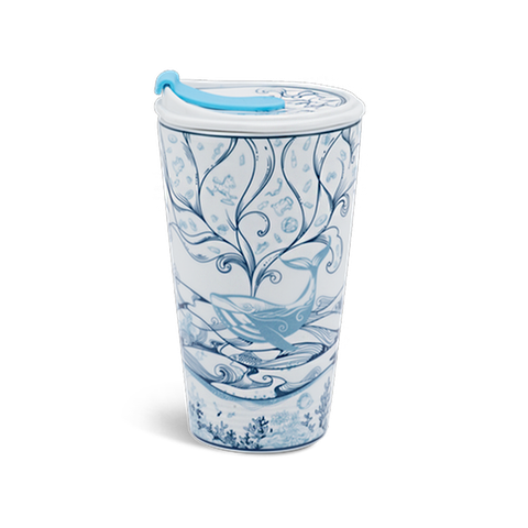 Ly sứ dưỡng sinh 0.48 L (K1) + nắp ống hút - Biển xanh