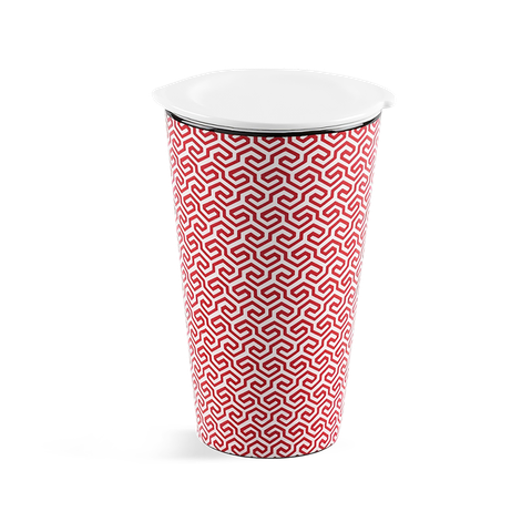 Ly sứ dưỡng sinh 0.48 L (K1) + nắp DUONGSINH Red Karakusa (LTF)