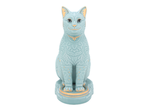 Tượng Mèo Ngũ Phúc 31.1 cm - Men Ngọc Sương Mờ