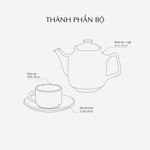 Bộ trà cao 0.33L - Gastroline - Trắng