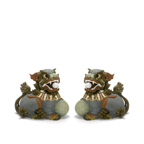 Cặp Kỳ Lân 34 cm - Men Xanh Cổ