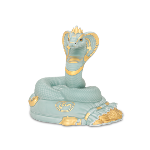 Tượng Rắn Thanh Xà 23cm - Men Ngọc Sương Mờ (vàng) (N)