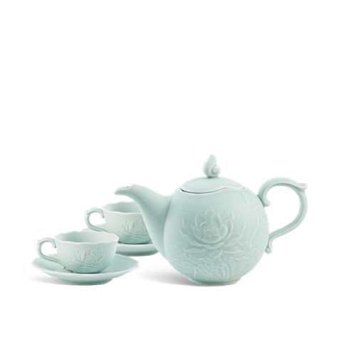 Bộ trà 0.7 L - Sen - Men Ngọc Sương Mờ