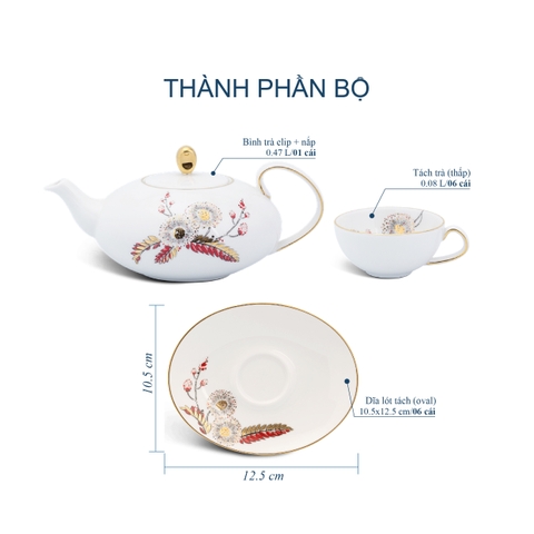 Bộ trà elip 0.47 L - Anna - Thiên Kim