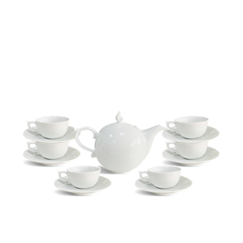 Bộ trà 0.7L - Mẫu đơn Trắng