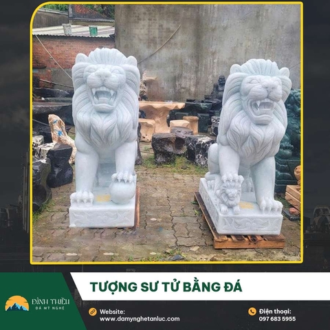 Tượng Sư Tử Bằng Đá – Linh vật phong thủy trấn trạch và tạo điểm nhấn cho công trình