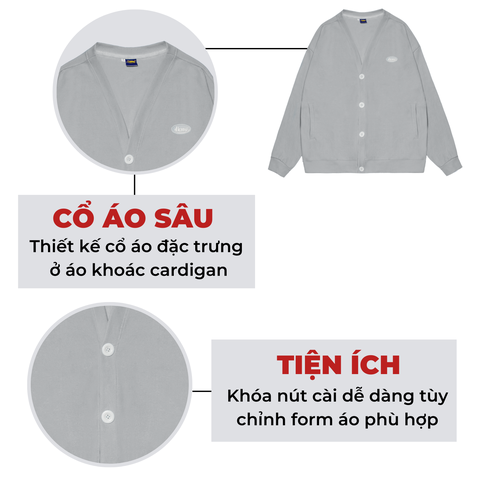 K09-AK2 Rib Cardigan-Xám đậm