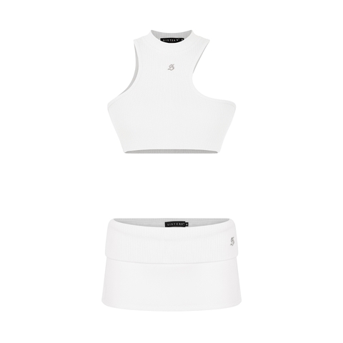 SISTERS Set áo len xẻ cổ váy lưng lật Lottie