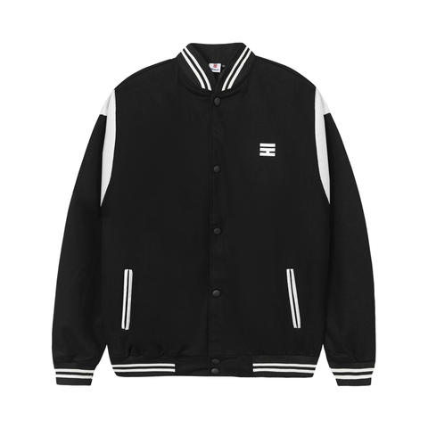 H05-AK2 Áo khoác Bomber Varsity tay phối da trắng