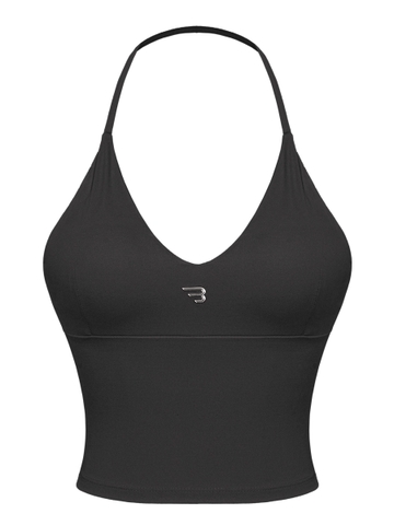 Áo tập nữ croptop dáng cổ yếm BRETH sẵn mút ngực hở lưng